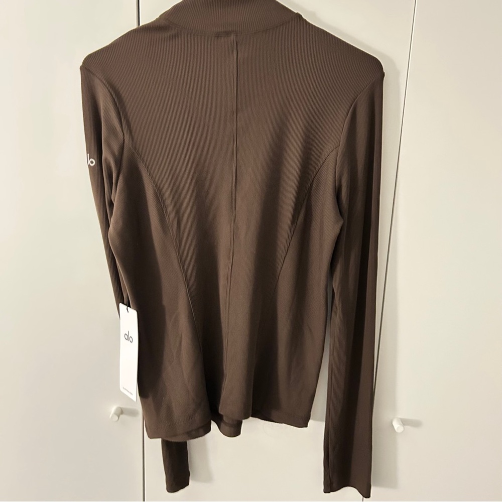 ALO Yoga Ribbed Mock Neck Long Sleeve in Brown - Picture 5 of 7